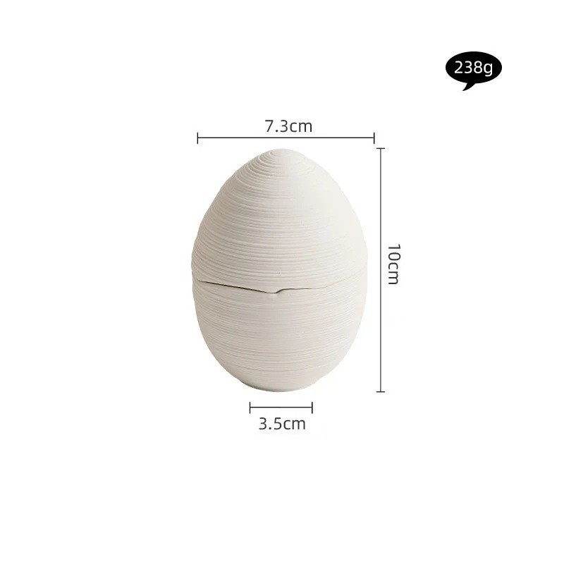 Keramická miska ve tvaru vejce s víkem 10 cm průměr 7,3 cm bílá miska na jídlo i drobnosti dekorativní použití 5